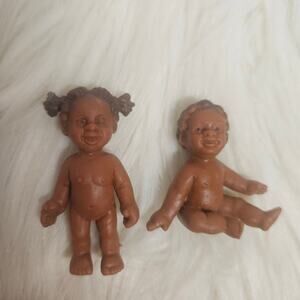 Vintage Lot 2 Miniature Black Baby Dolls